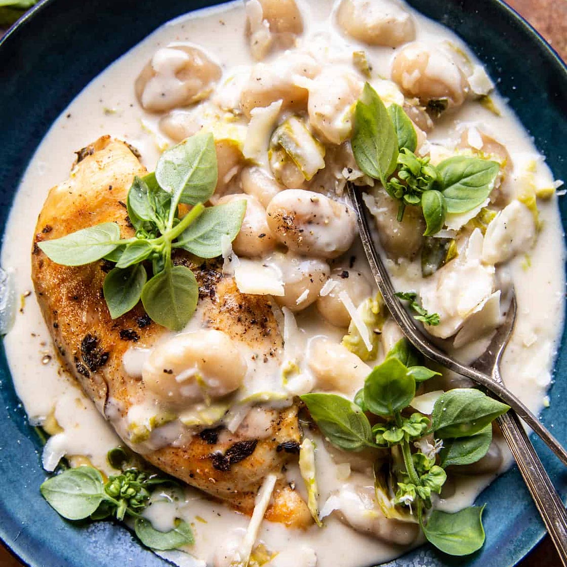 Crockpot Creamy Garlic Chicken and Gnocchi:
