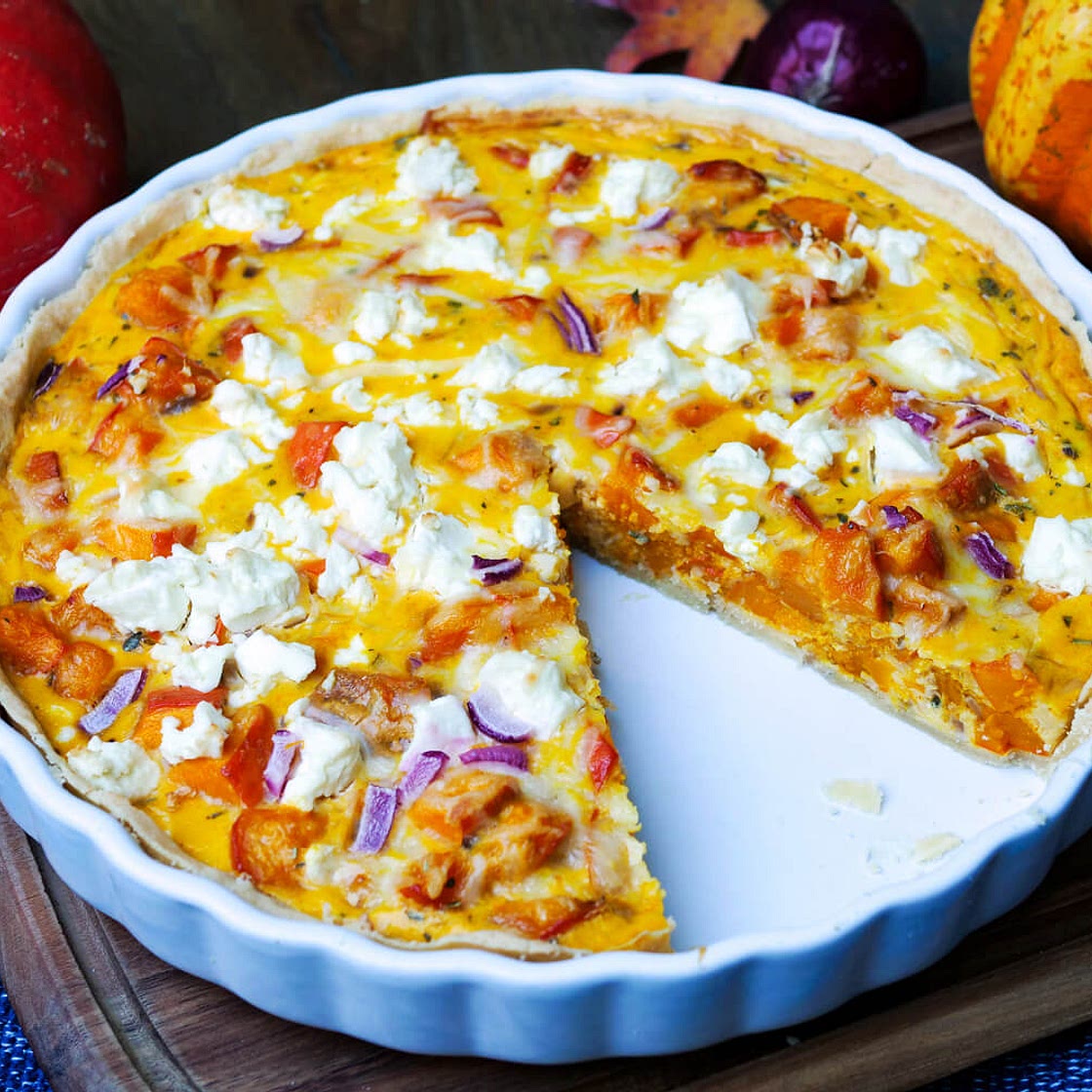 Kürbis-Quiche mit Feta