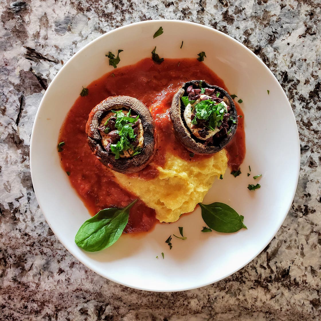 Baked portobello mushrooms with goat cheese