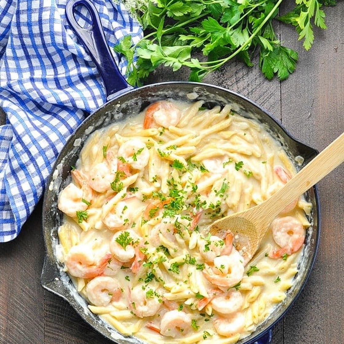 Lightened Up One Skillet Shrimp Alfredo