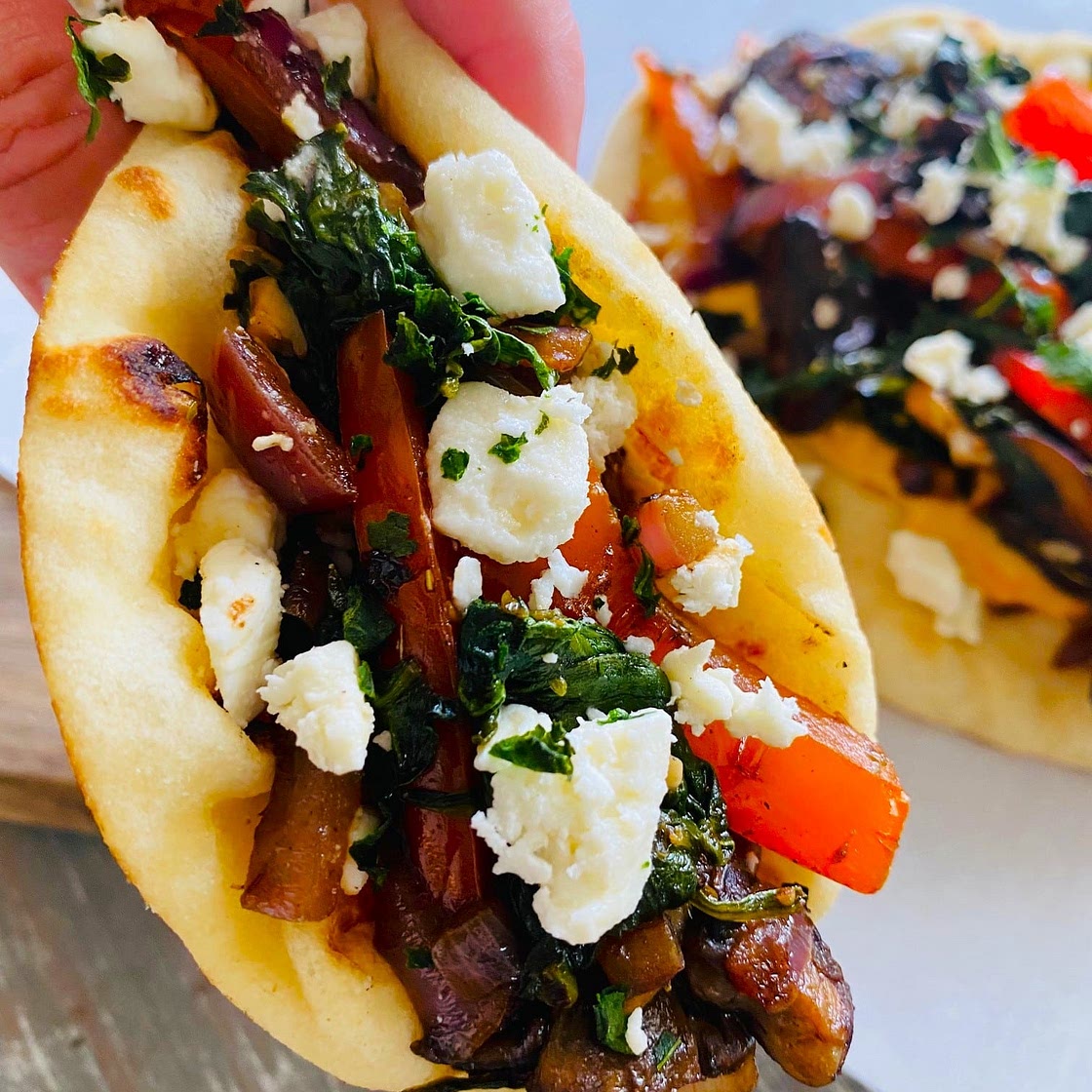 Mediterranean Veggie Naan Tacos