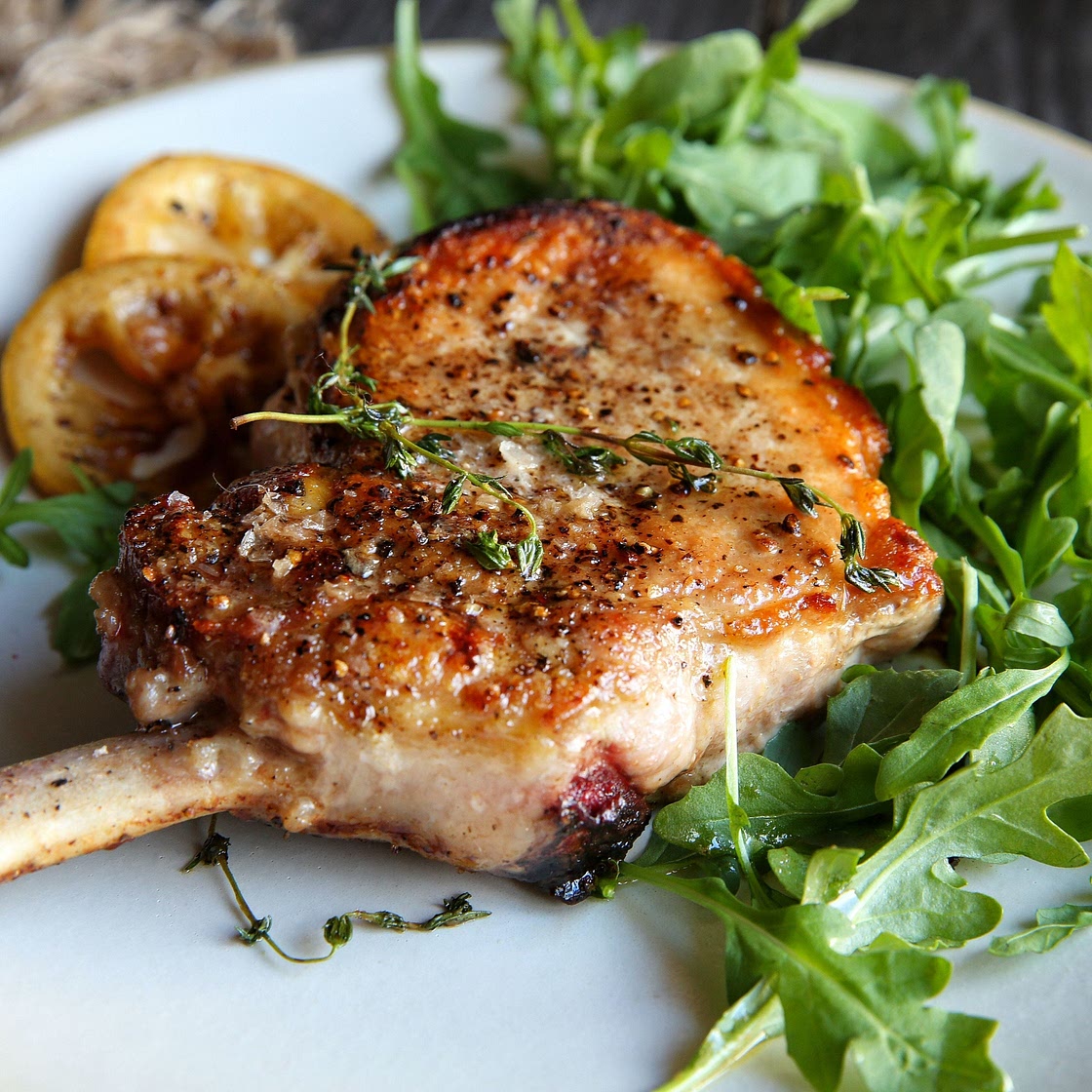 Pork Chops with Warm Lemon Vinaigrette