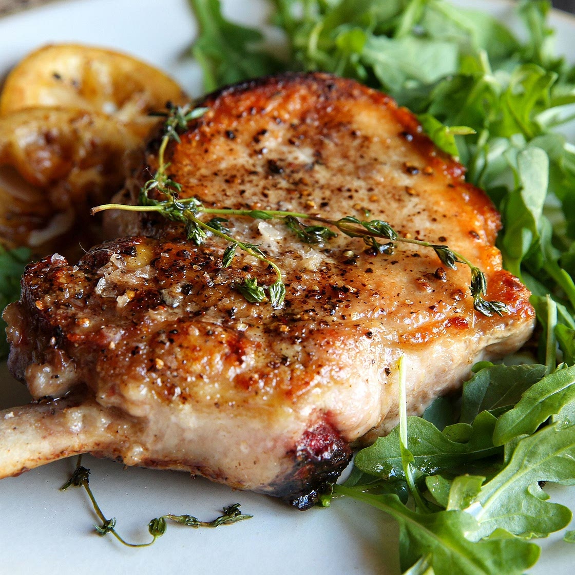 Pork Chops with Warm Lemon Vinaigrette