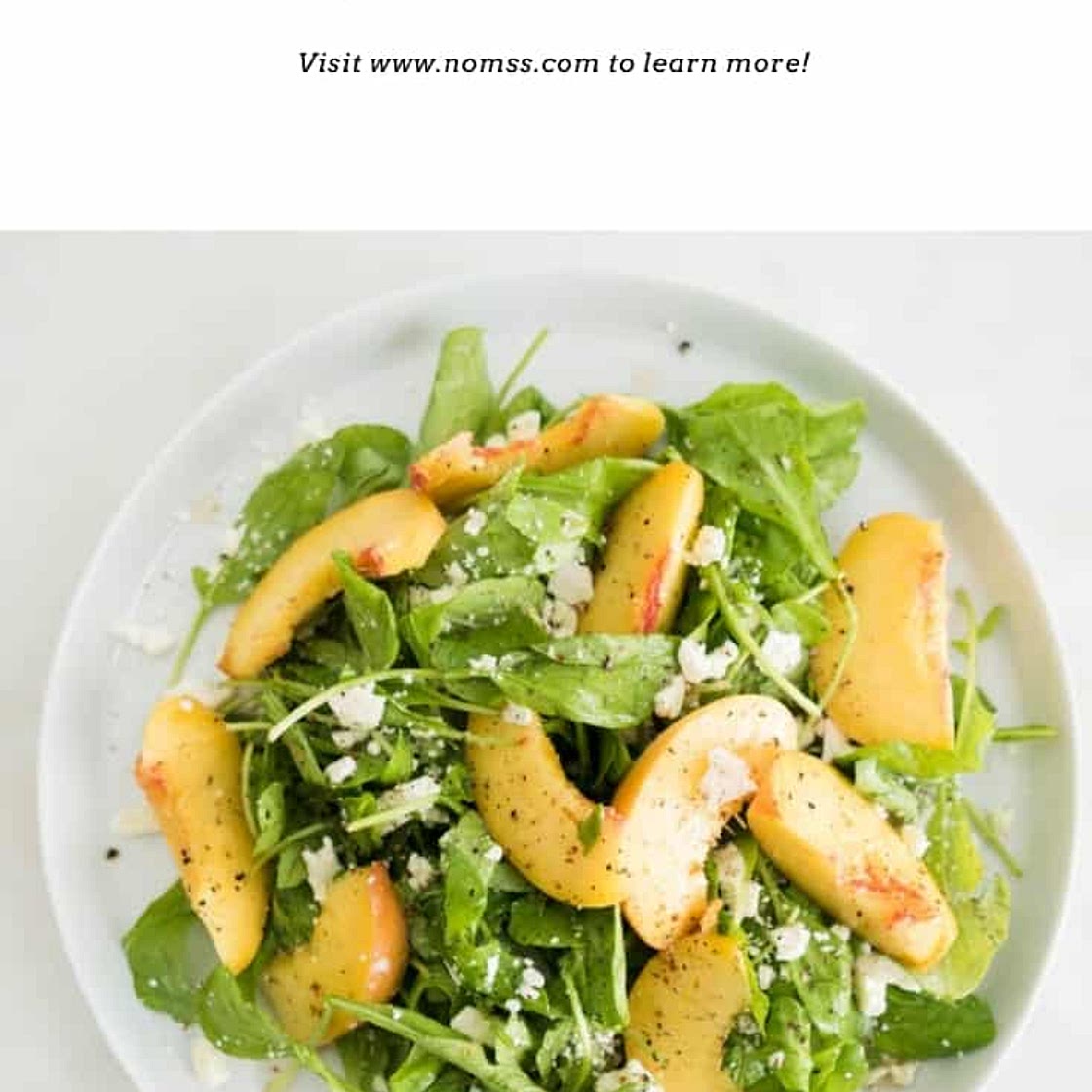Summer Peach Arugula Salad with Elderflower Vinaigrette and Crumbled Feta Cheese