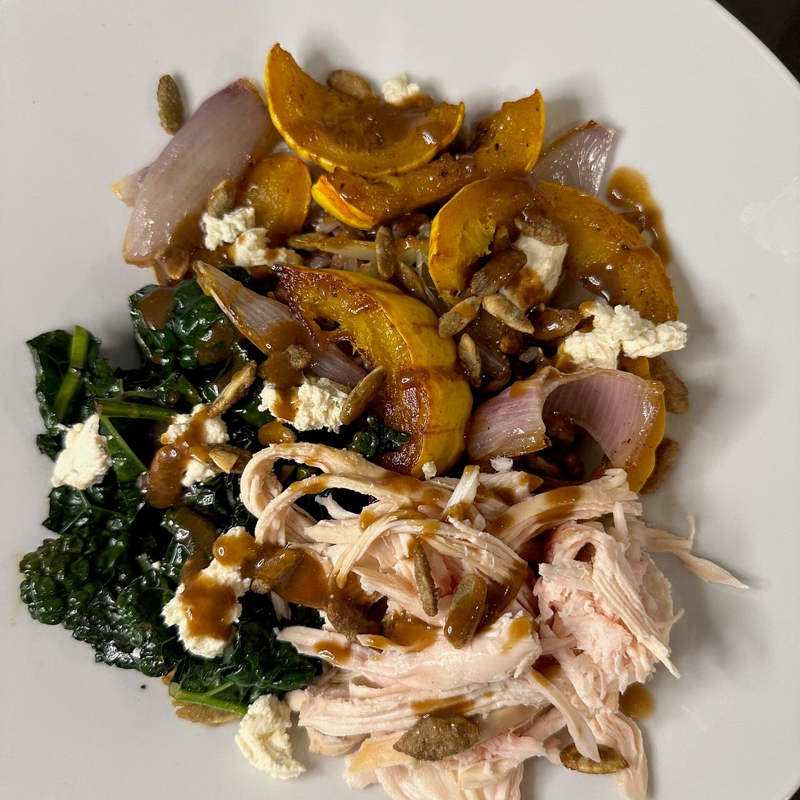 Fall Harvest Bowl with Maple Miso Vinaigrette