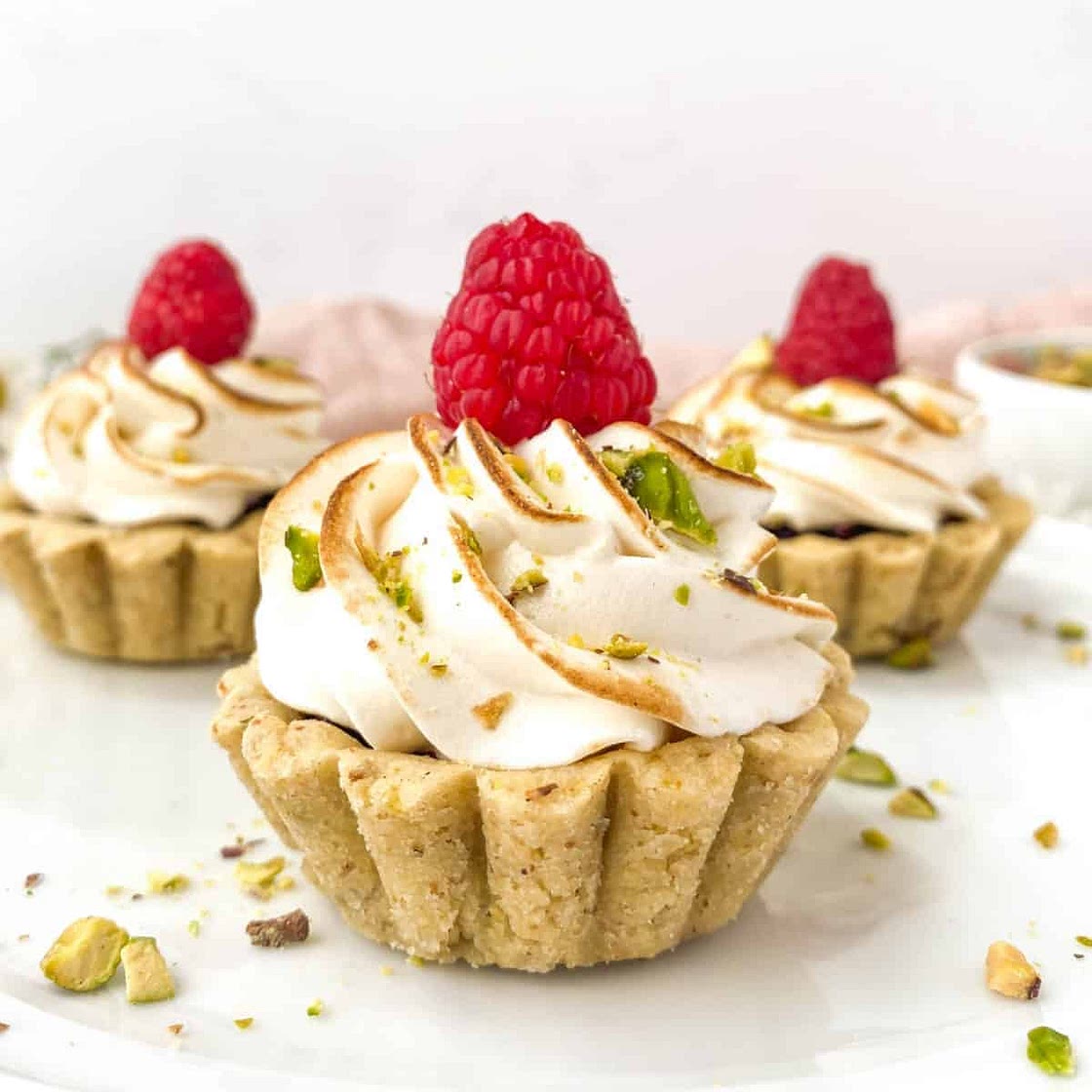 Raspberry Tartlets with Pistachio Crust