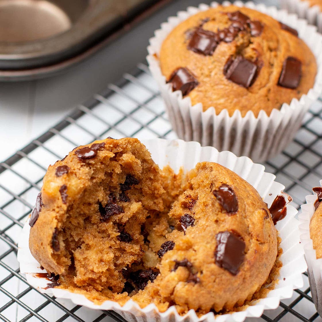 Chocolate Chunk Banana Muffins