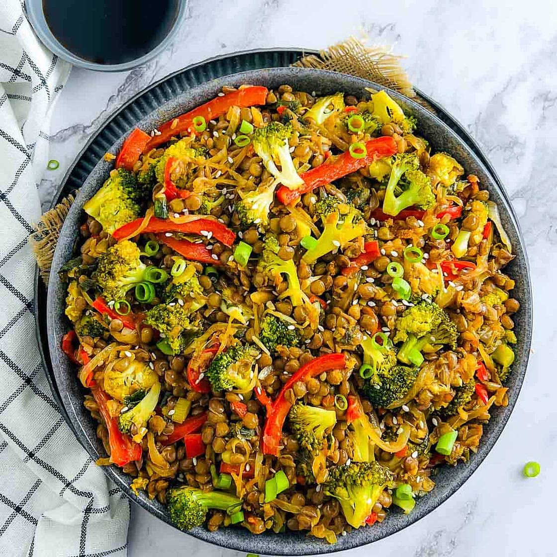 Broccoli Stir Fry with Lentils