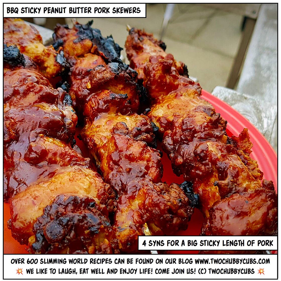 sticky peanut butter pork skewers