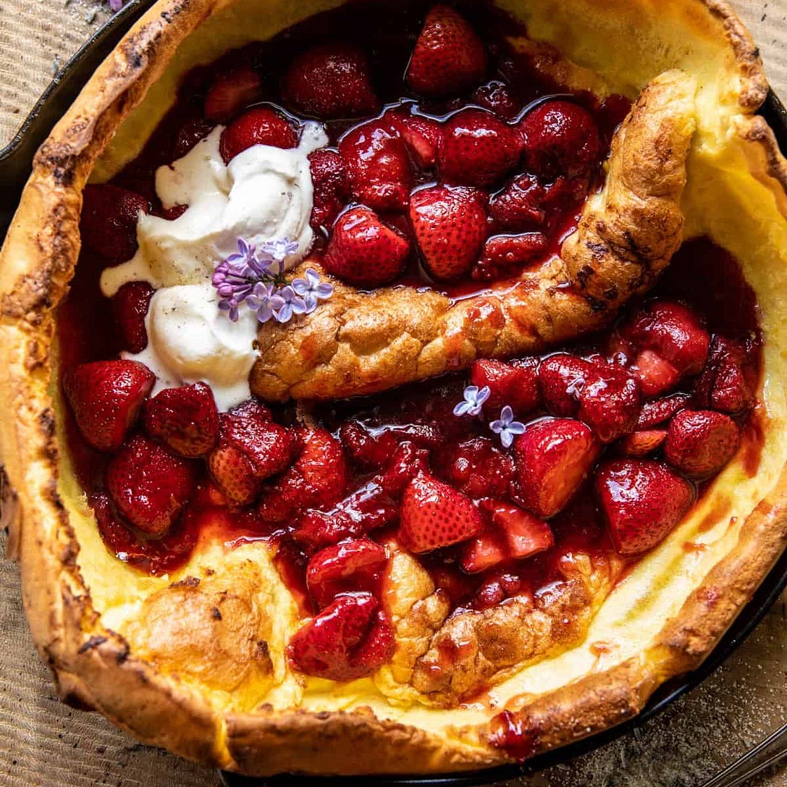 Hot Strawberry Jam Dutch Baby