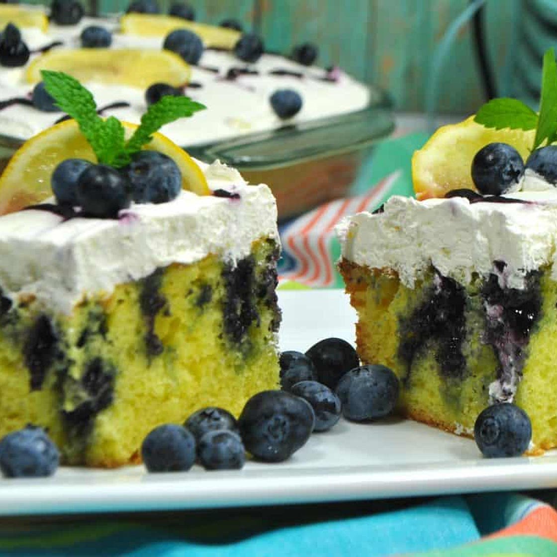 Lemon Blueberry Poke Cake
