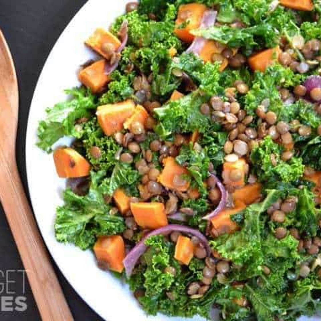 Wilted Kale and Lentil Salad