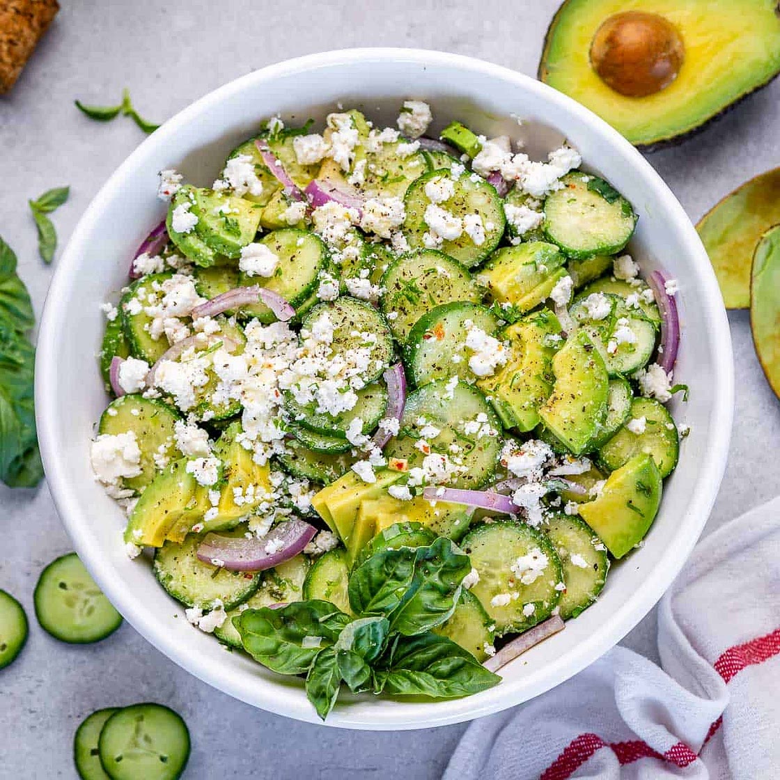 Cucumber Avocado Feta Salad