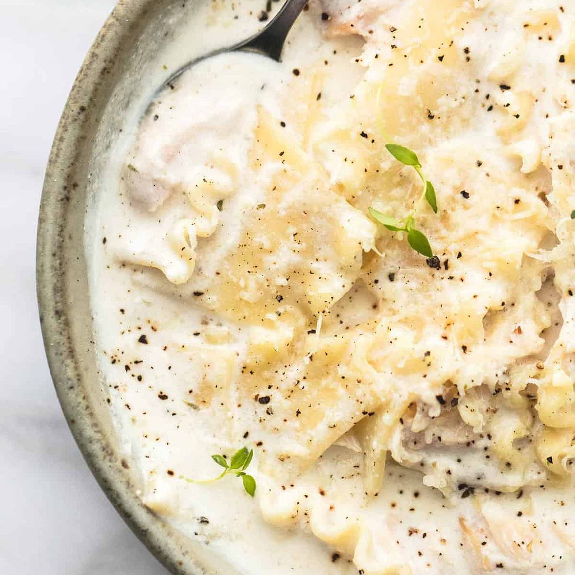 Creamy White Chicken Lasagna Soup