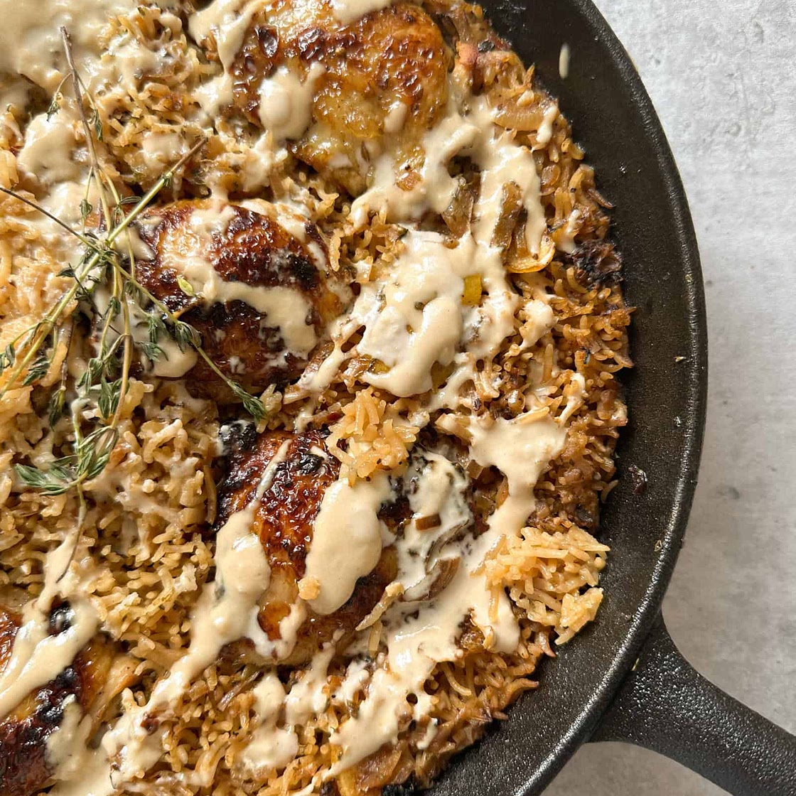 Lemon & Garlic Tahini Chicken & Rice