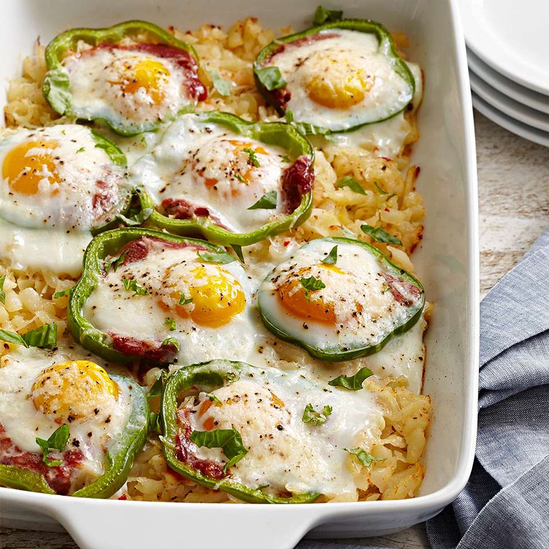 Sweet Pepper Hash Brown Baked Eggs