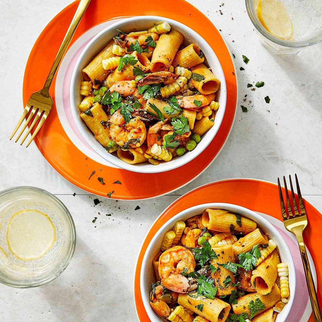 Smoky Shrimp, Corn & Pea One-Pot Pasta
