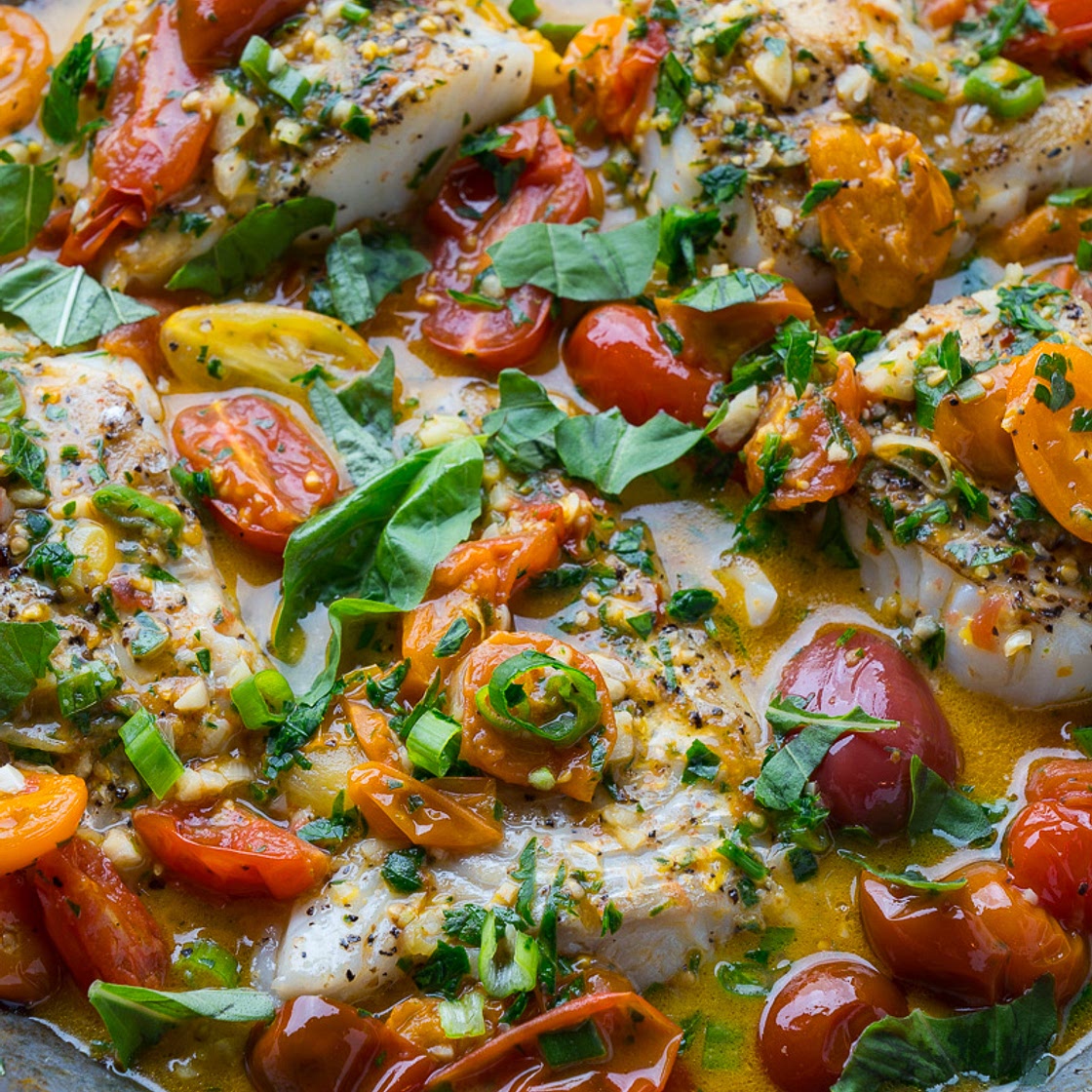Cod in a Tomato Lemon Butter Sauce