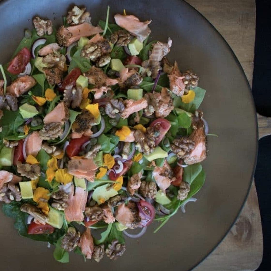 Smoked Salmon, Walnut and Avocado salad