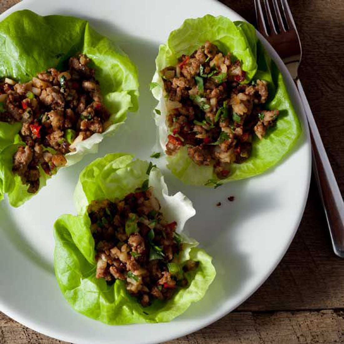 Spicy Ginger Pork in Lettuce Leaves