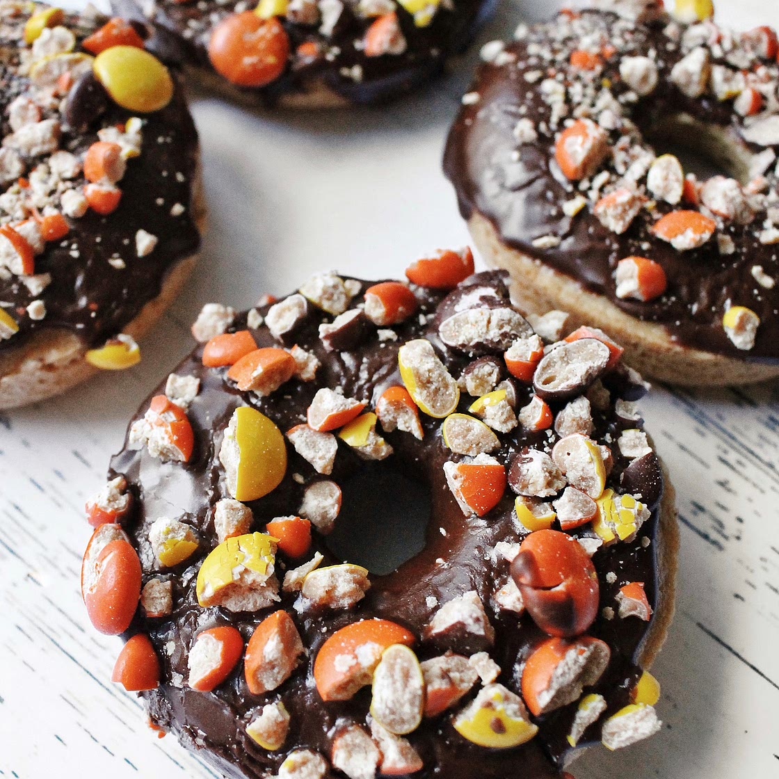 Gluten-Free Chocolate Glazed Baked Peanut Butter Doughnuts