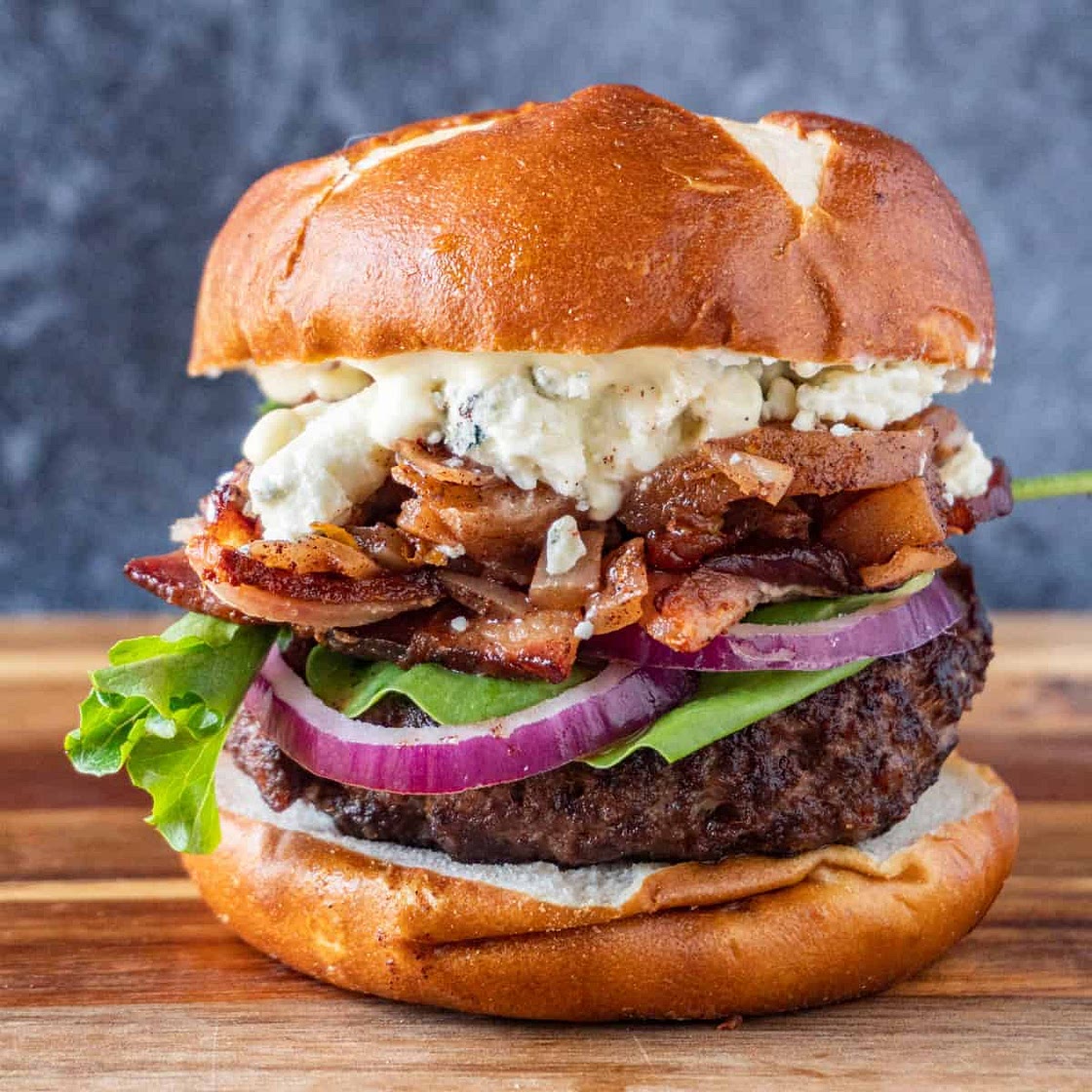 Blue Cheese Bacon Burger with Apple Chutney