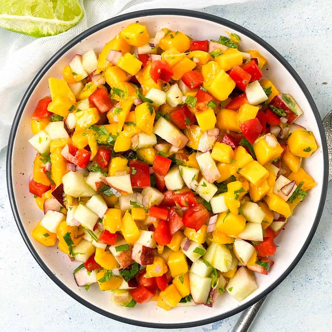 Easy Mango and Peach Salsa – Sweet and Tangy