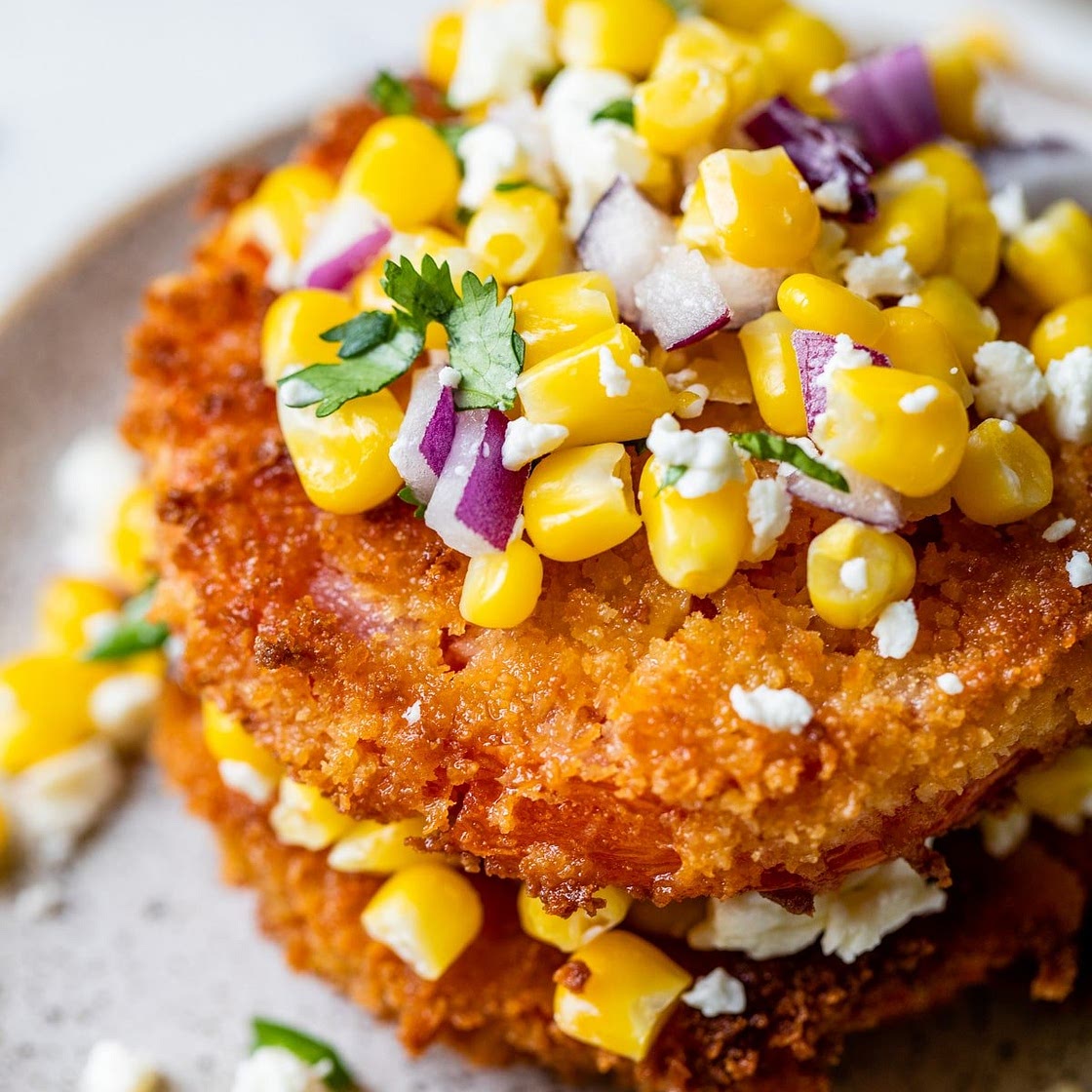 Fried Tomatoes with Corn Salsa
