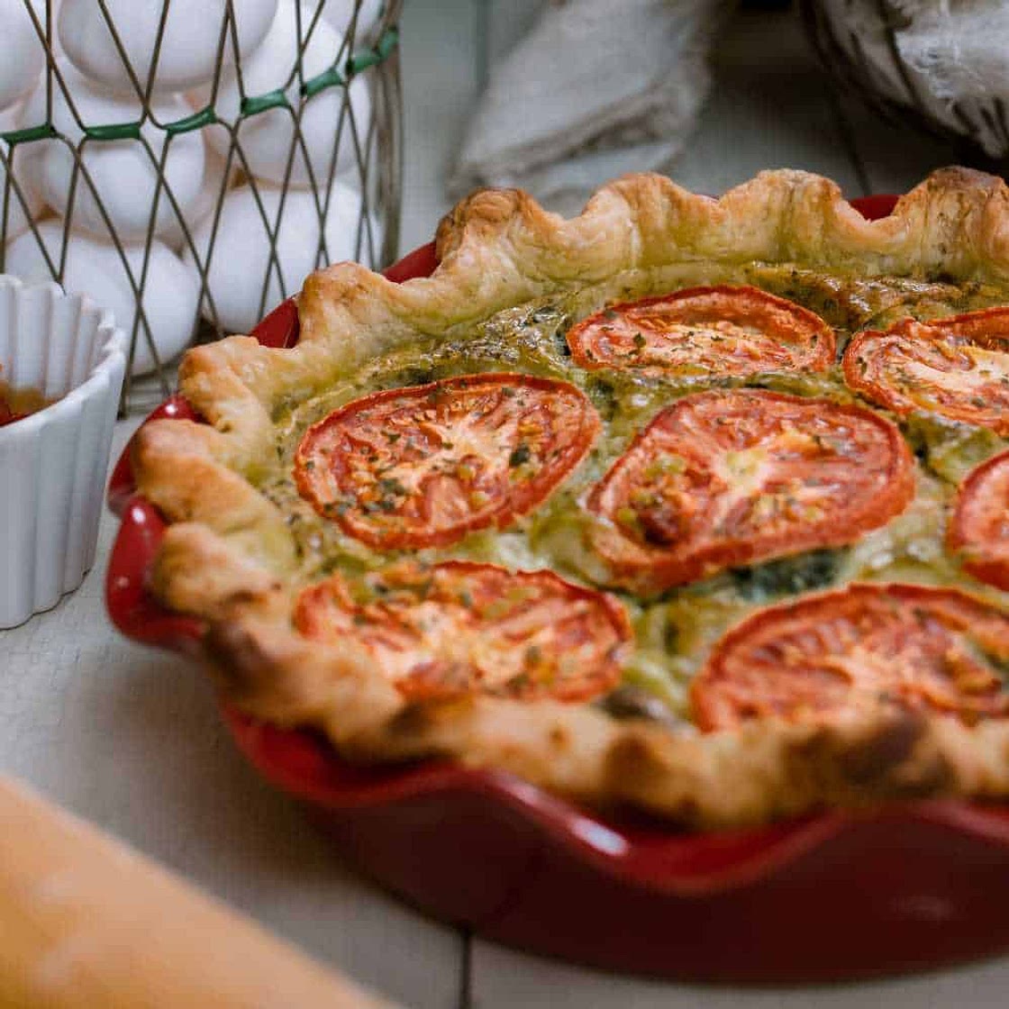 Spinach, Sun-dried Tomato and Pesto Quiche