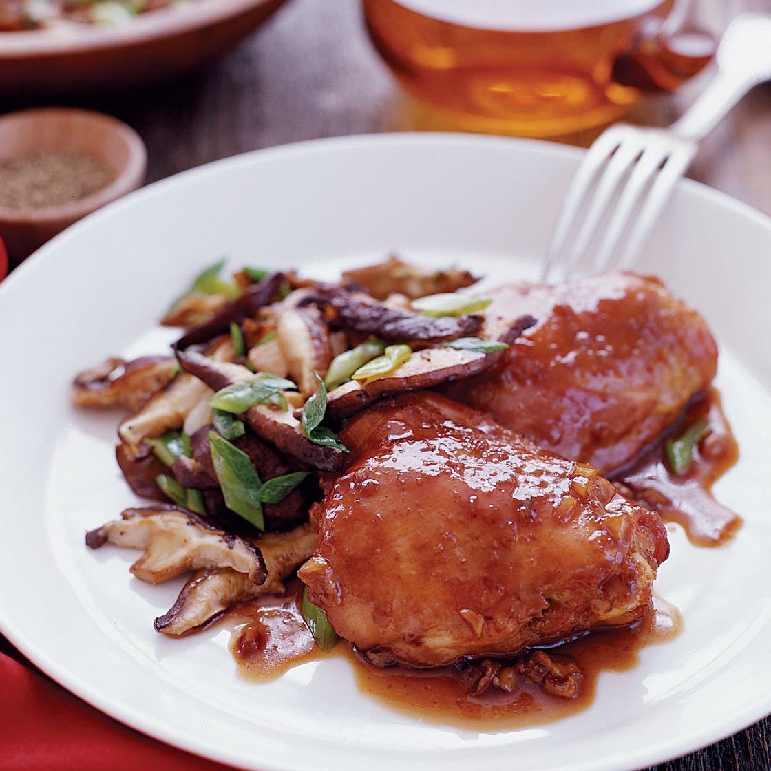 Soy-Marinated Chicken Thighs with Shiitake Mushrooms