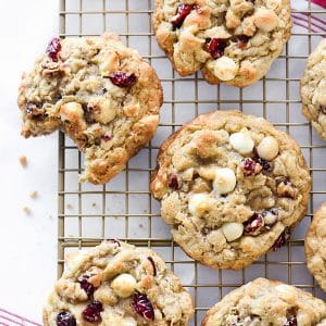White Chocolate Macadamia Oatmeal Cranberry Cookies