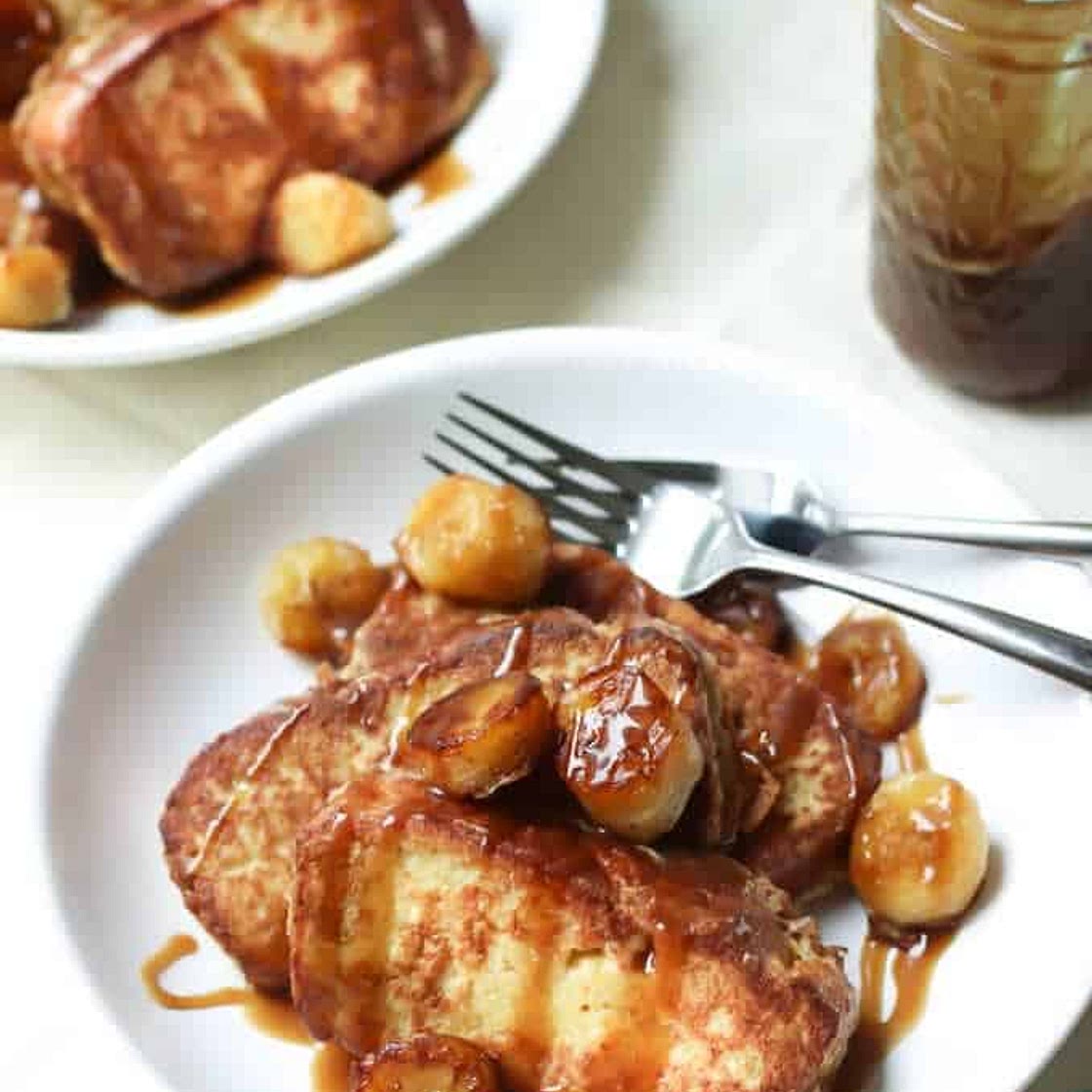 Paleo French Toast with Fried Bananas and Salted Coconut Caramel