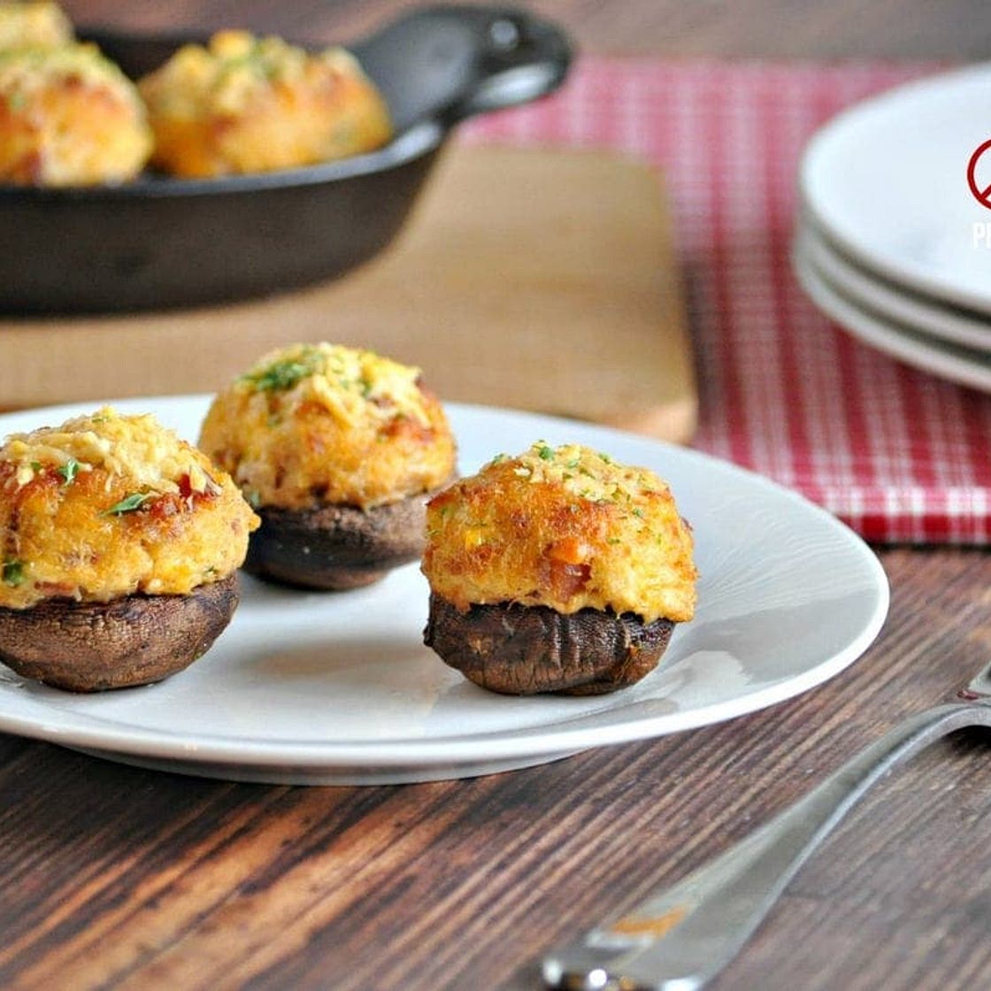 Crab Stuffed Mushrooms with Bacon