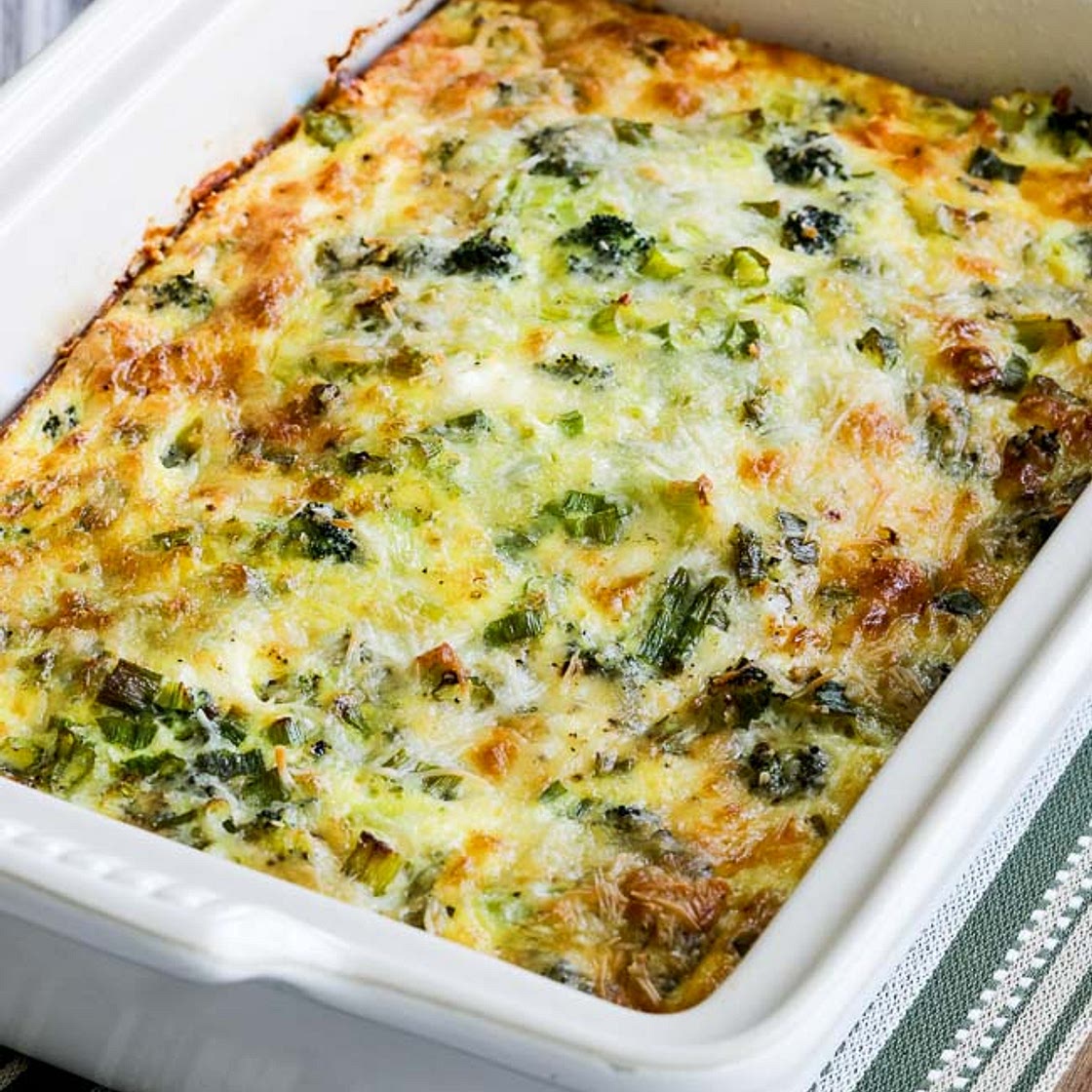 Broccoli and Three Cheese Keto Breakfast Casserole