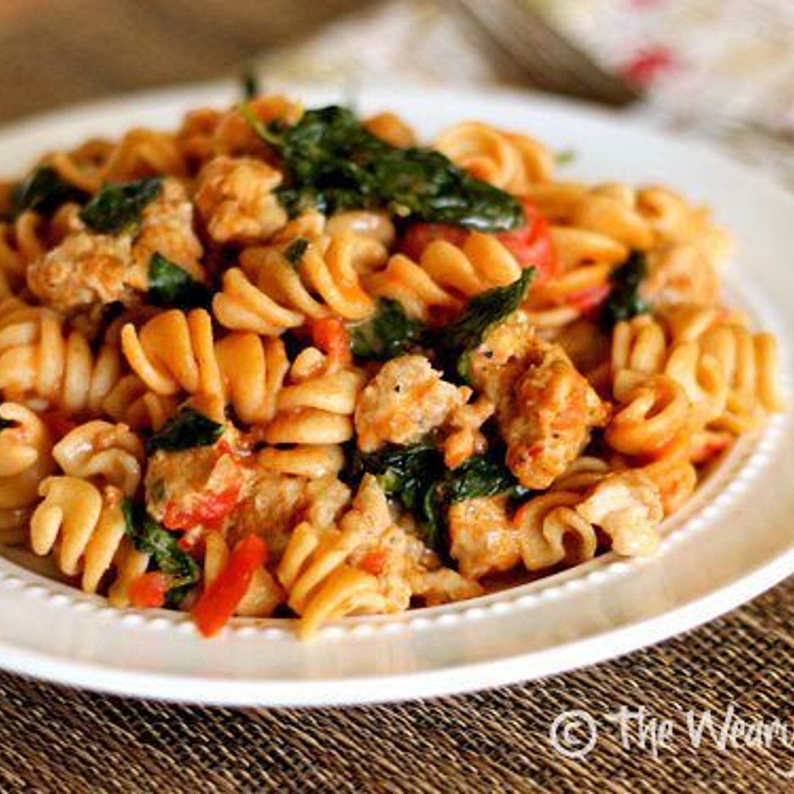 Skillet Sausage Pasta with Spinach