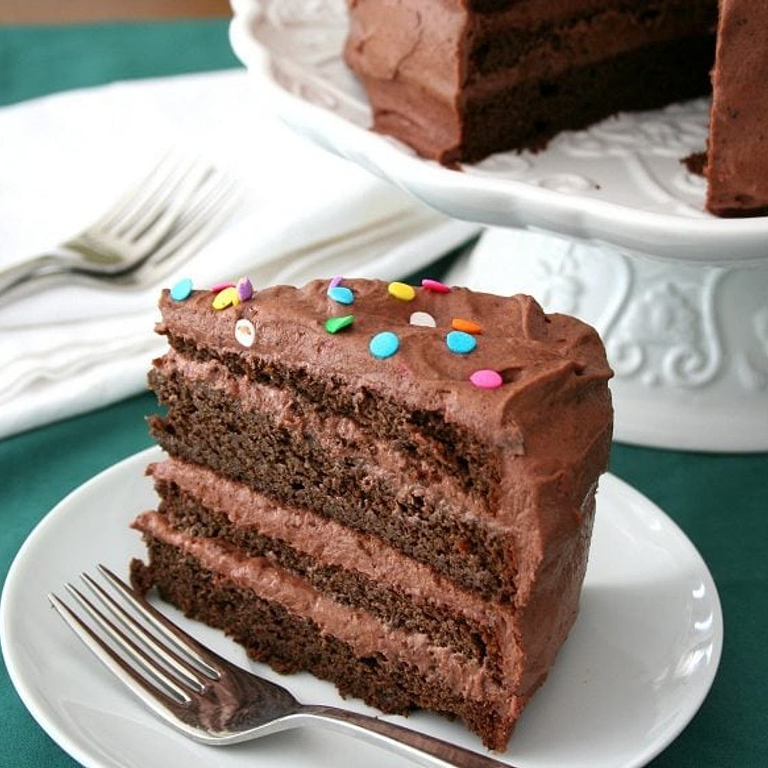 Chocolate Layer Cake with Chocolate Sour Cream Frosting (Low Carb and Gluten-Free)