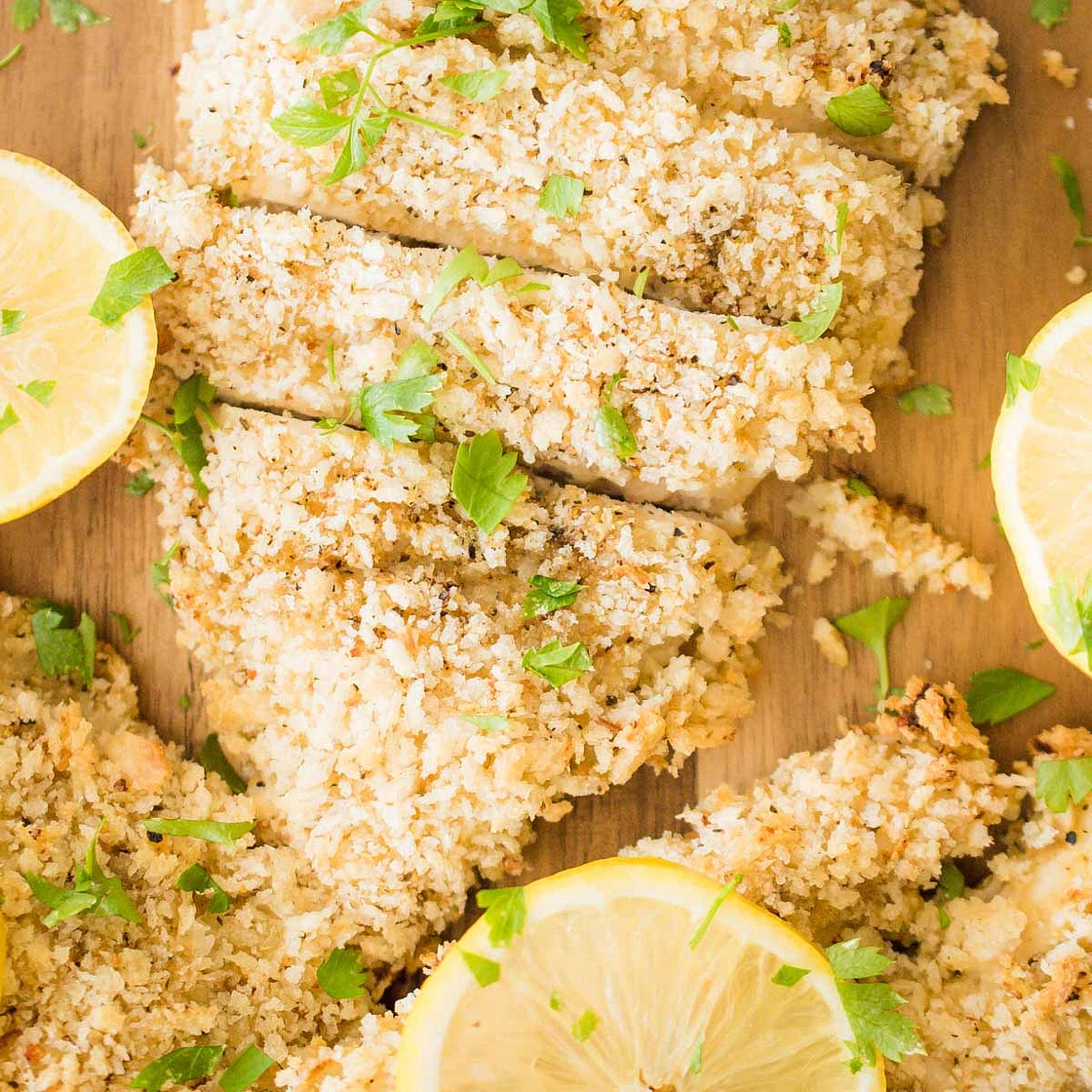 Breaded Lemon Pepper Chicken in the Oven