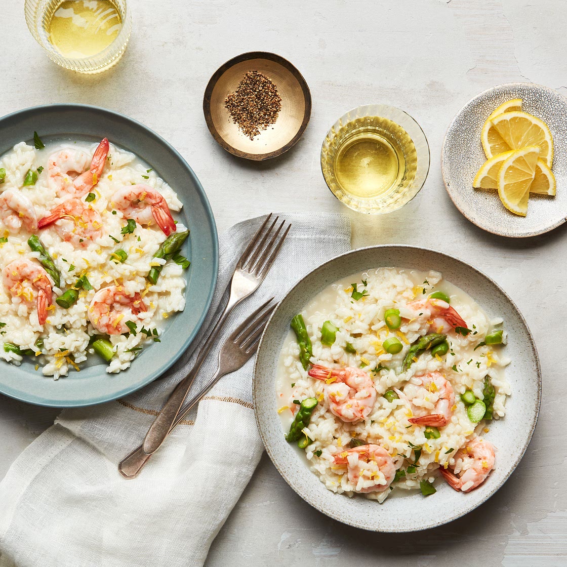 Shrimp Risotto With Asparagus and Lemon