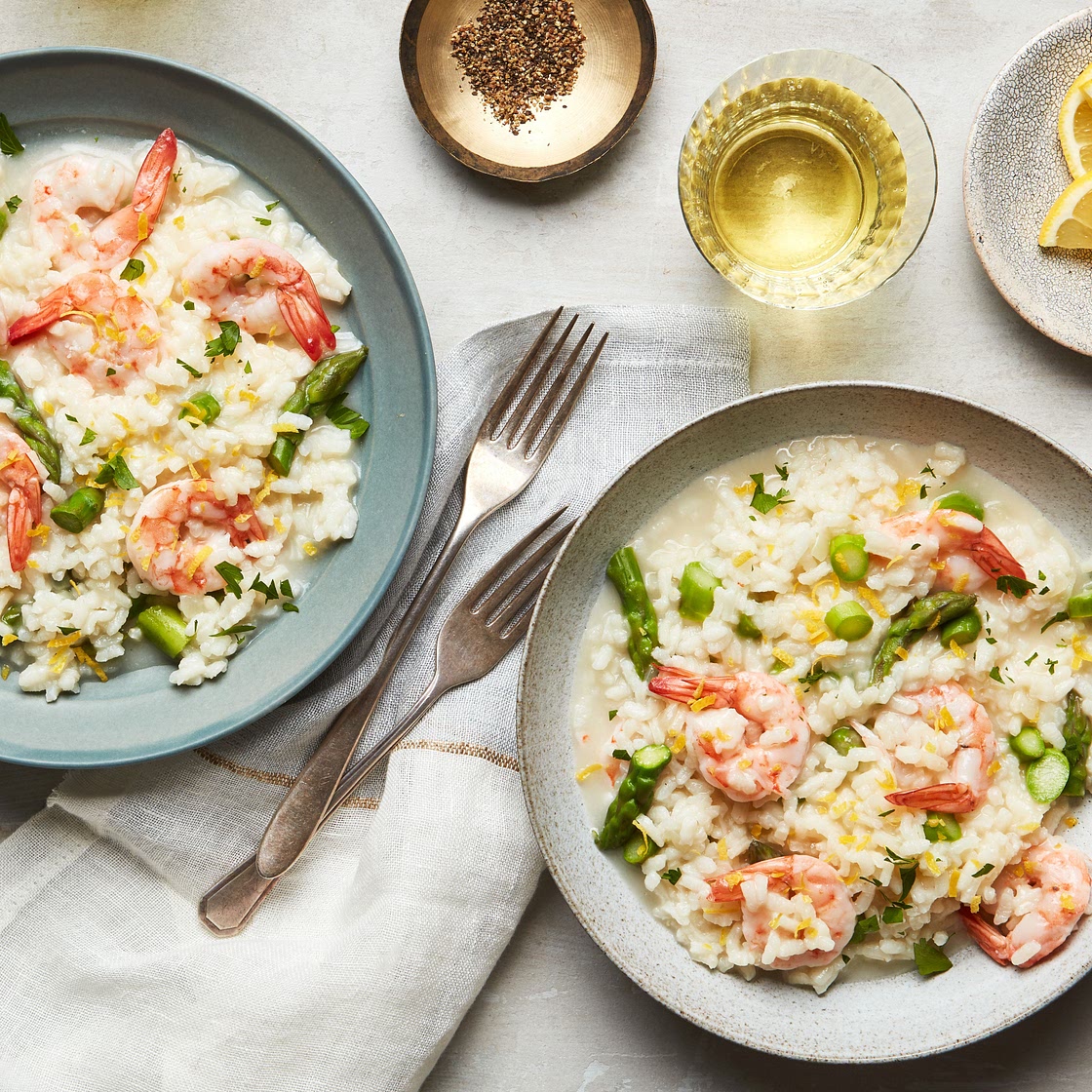 Shrimp Risotto With Asparagus and Lemon