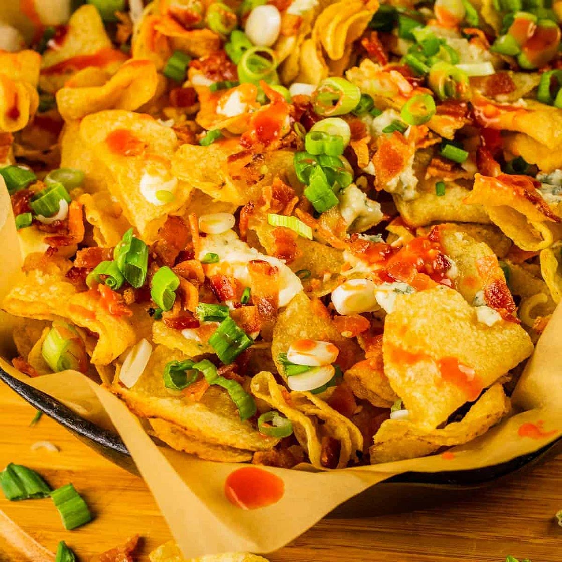Loaded Chips with Blue Cheese and Bacon