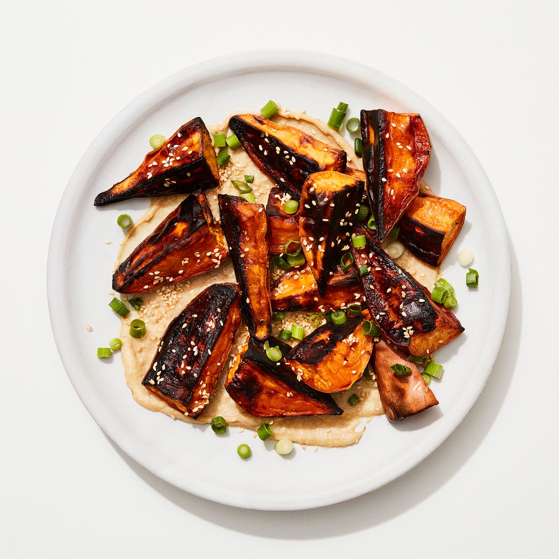 Roasted Sweet Potatoes With Miso-Tahini Sauce