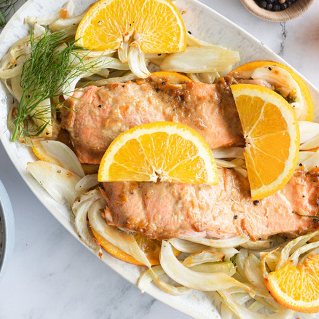 Orange Marmalade Salmon With Roasted Fennel Recipe