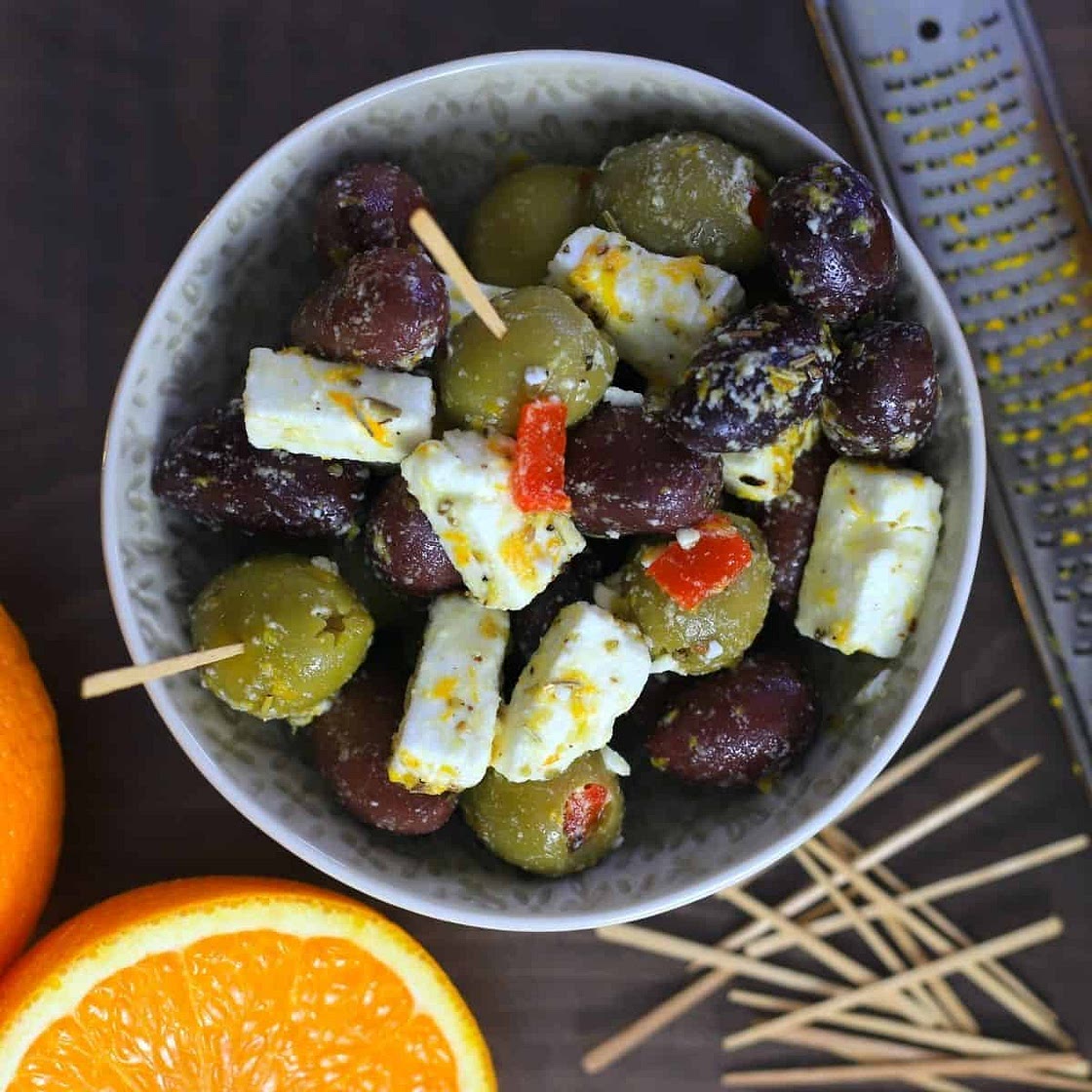 Citrus Marinated Olives and Feta