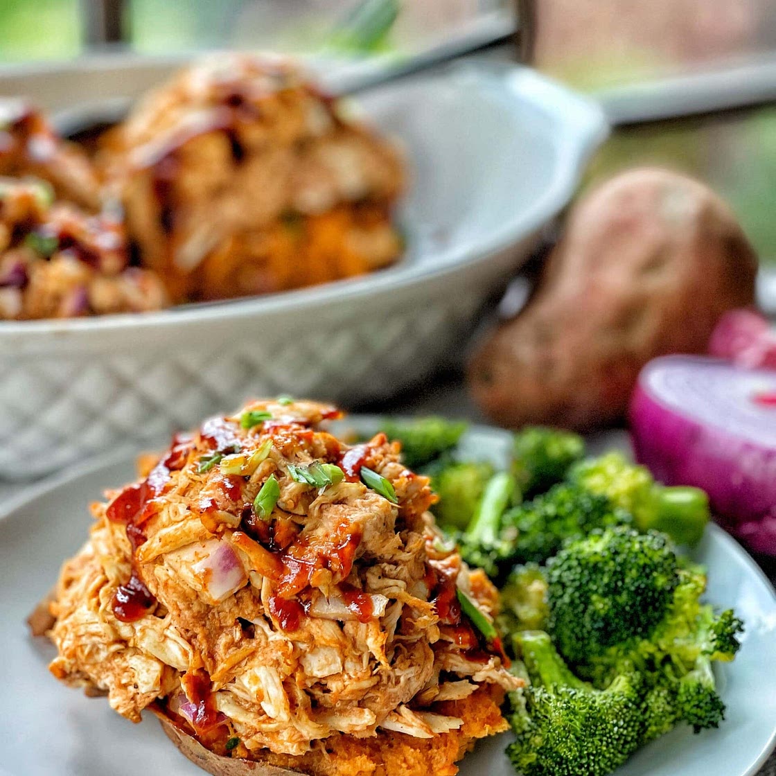 BBQ Chicken Stuffed Sweet Potatoes