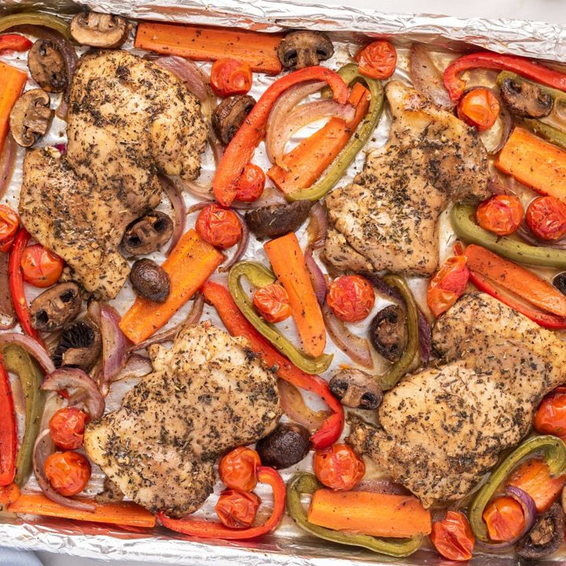 Roasted Balsamic Chicken Thighs and Vegetables