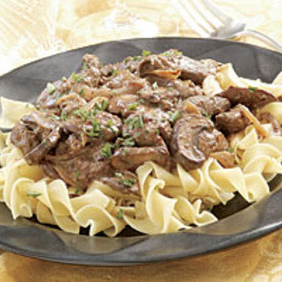 Beef Tenderloin Stroganoff with Cremini Mushrooms