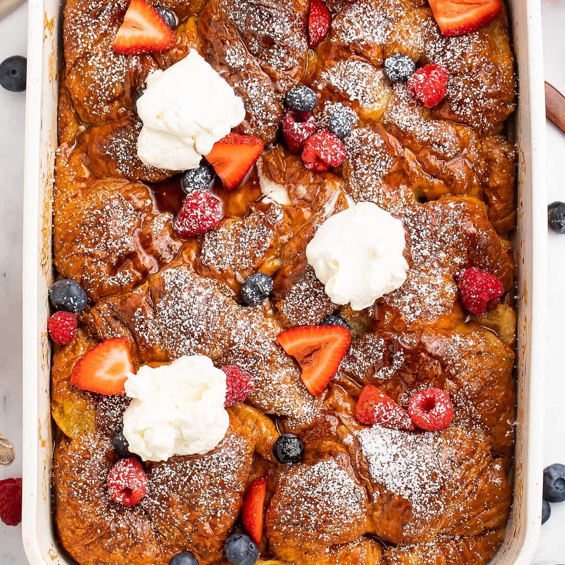 The BEST Croissant French Toast Casserole