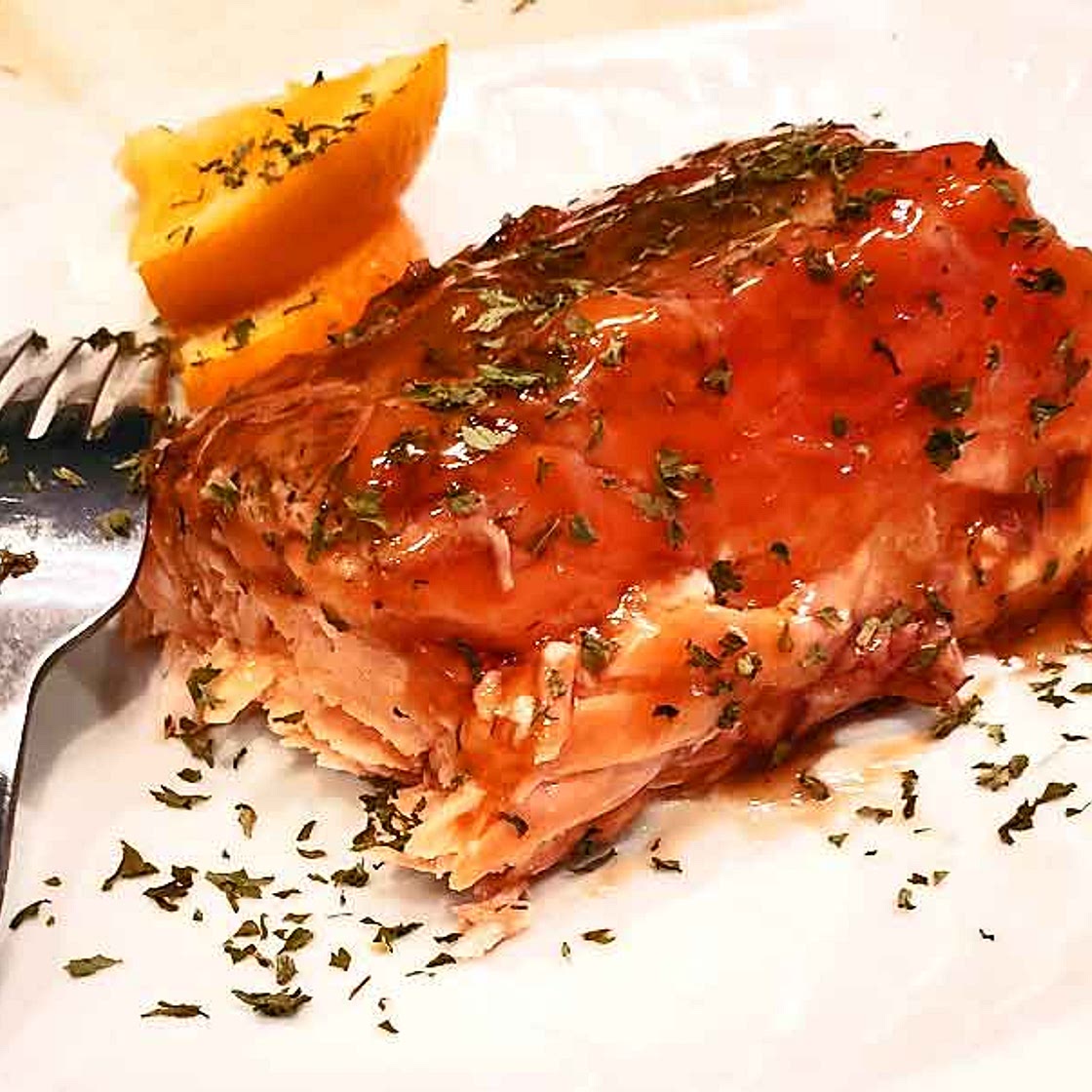 Glazed Salmon with Apricot, Pineapple and Orange