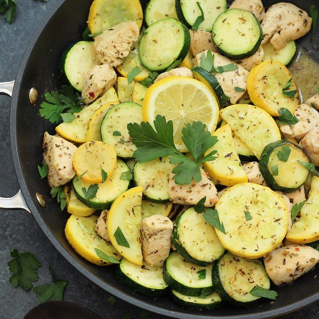 Whole30 Lemon Chicken and Squash Skillet (Paleo, Low Carb)