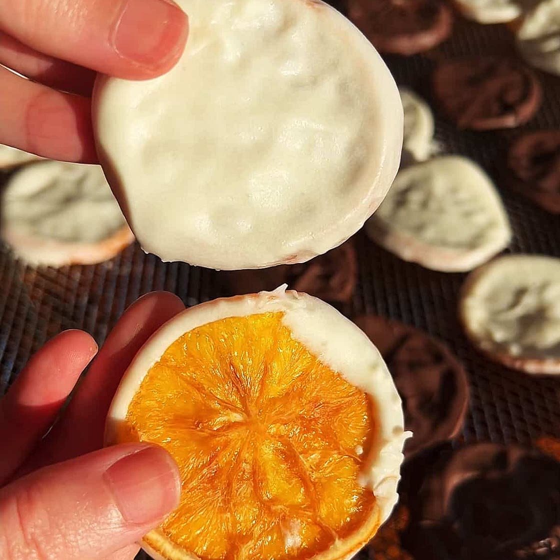 Chocolate Orange (Chocolate Dipped Crispy Candied Orange Slices)
